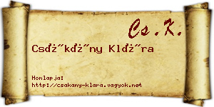 Csákány Klára névjegykártya