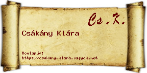 Csákány Klára névjegykártya